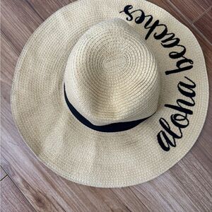 Stylish Tan Sun Hat with Black Script